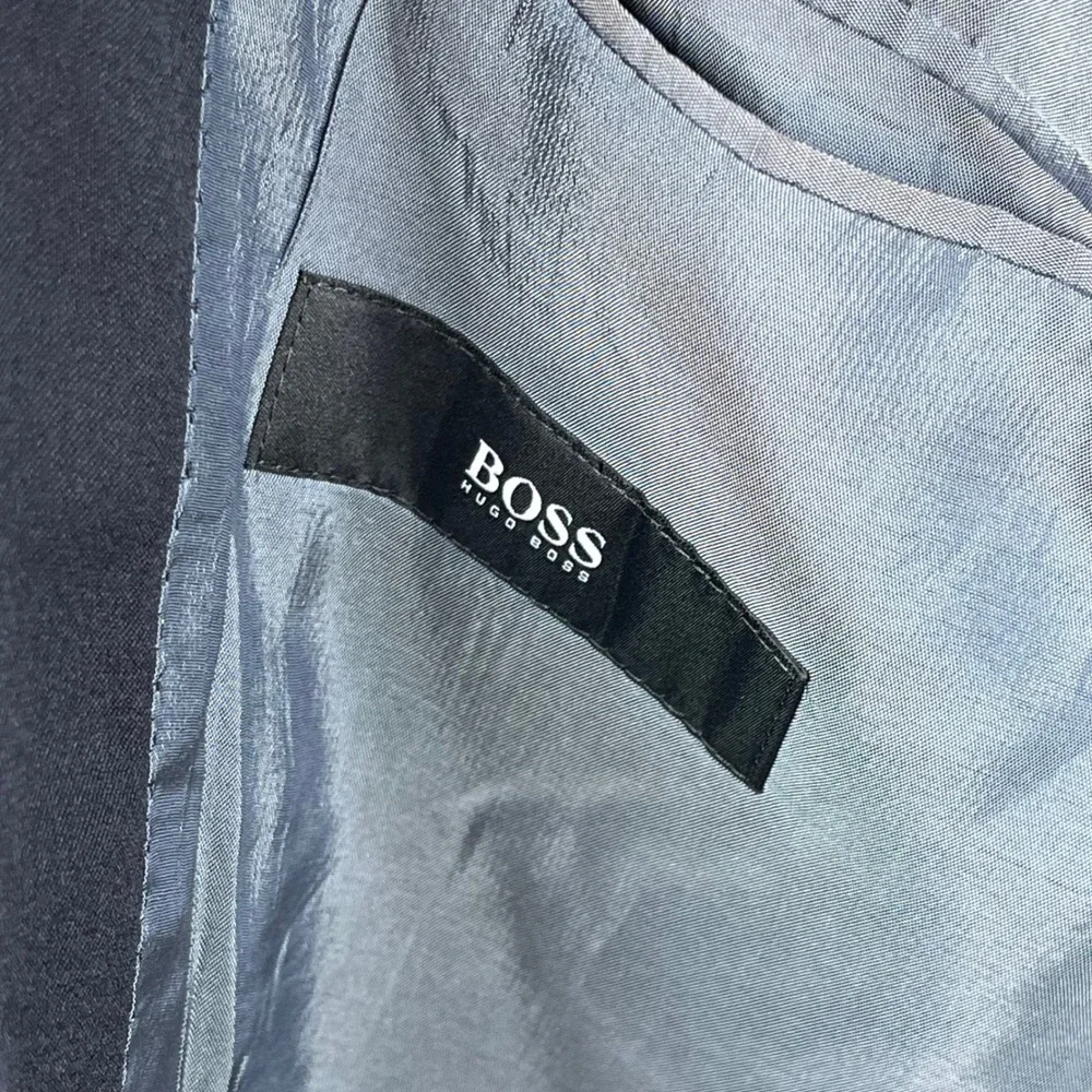 Hugo Boss Mens Navy Blue Super 100 Virgin Wool 3-Button‎ Blazer Jacket 40L USA